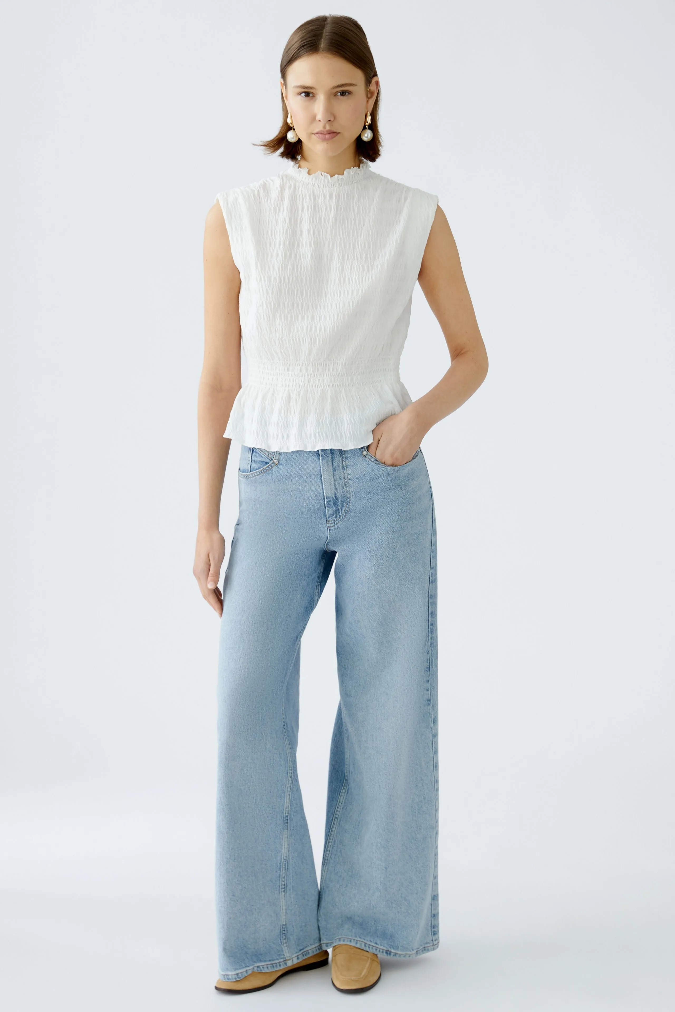 Oui High Neck Peplum Style Top
