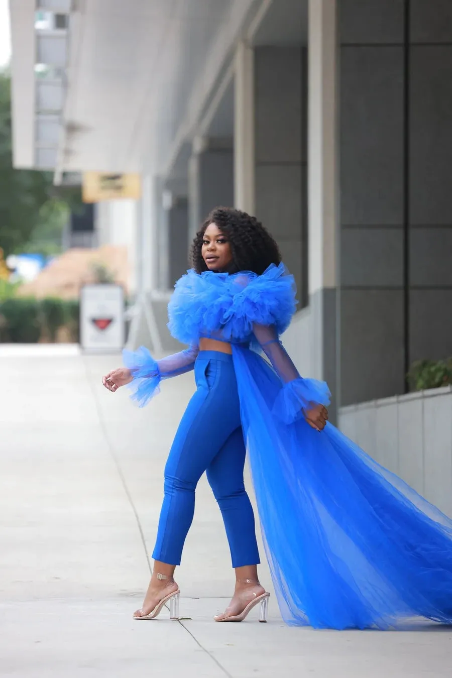 Oyemwen Back to Business Royal Blue Tulle Pant Set