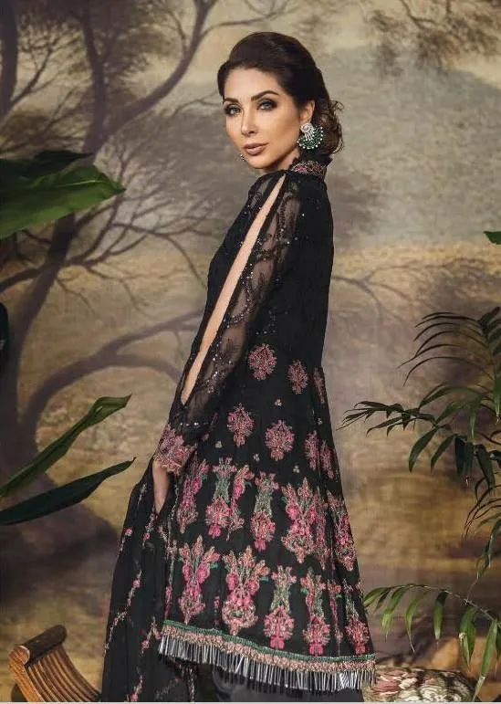 Pakistani Black Dress In Chiffon Fabric Model# C 1731