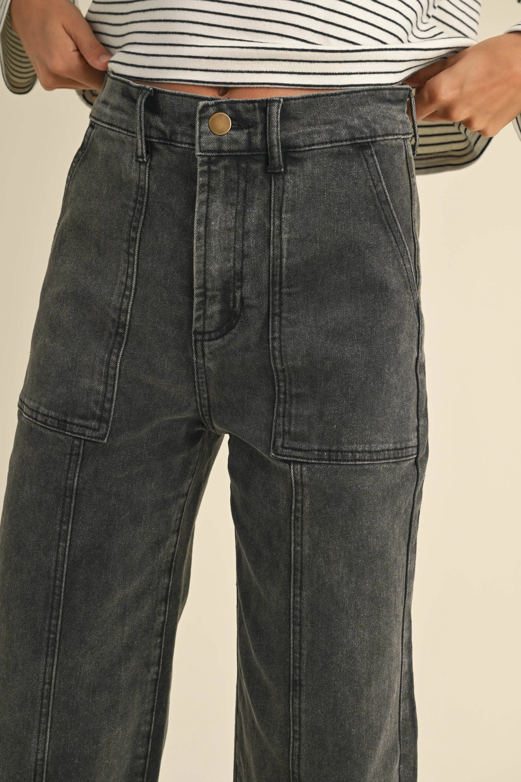 Paneled Stretch Denim