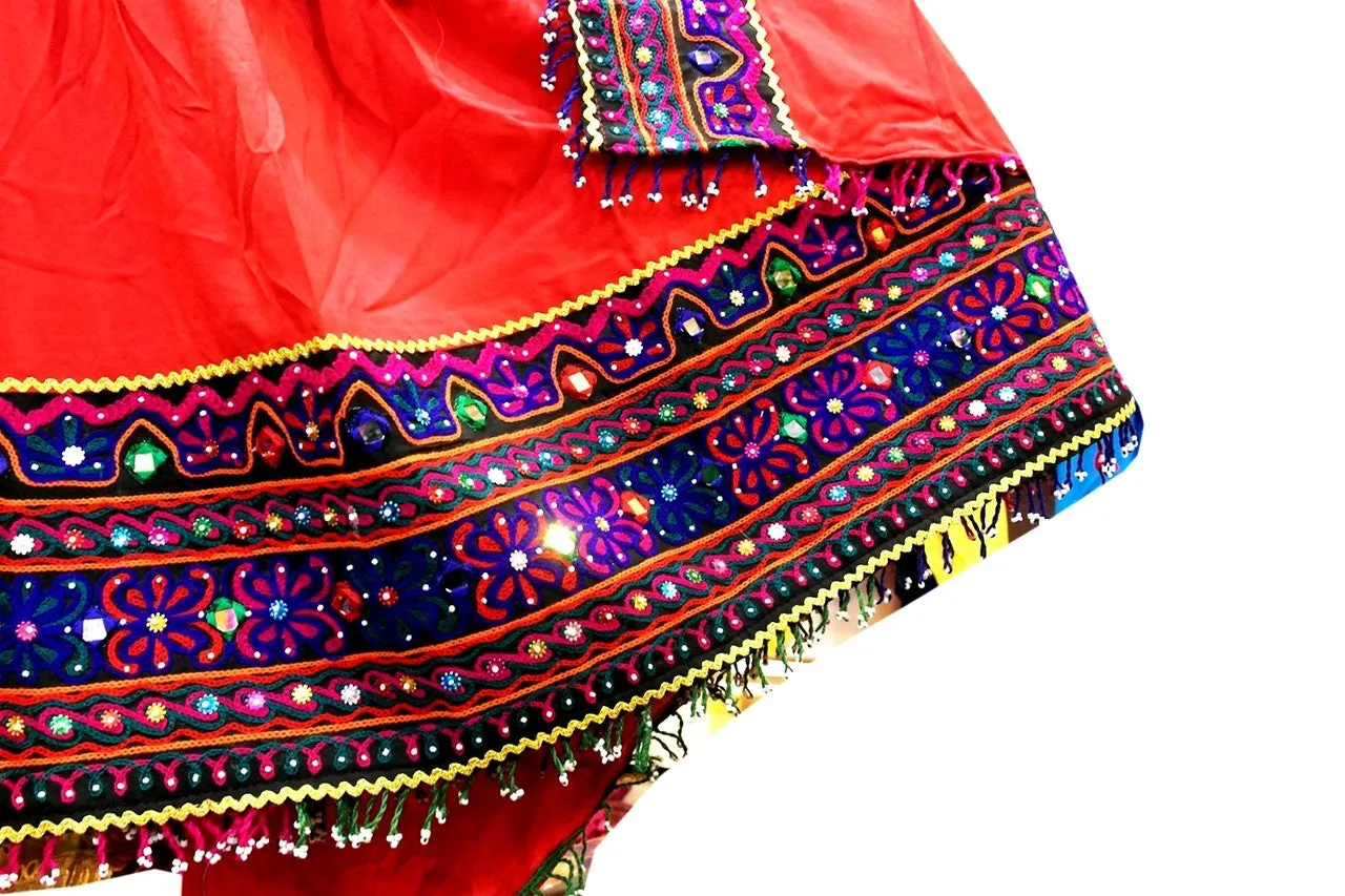 Pathani Dress In Red Color Afghan Clothing With Beads Work