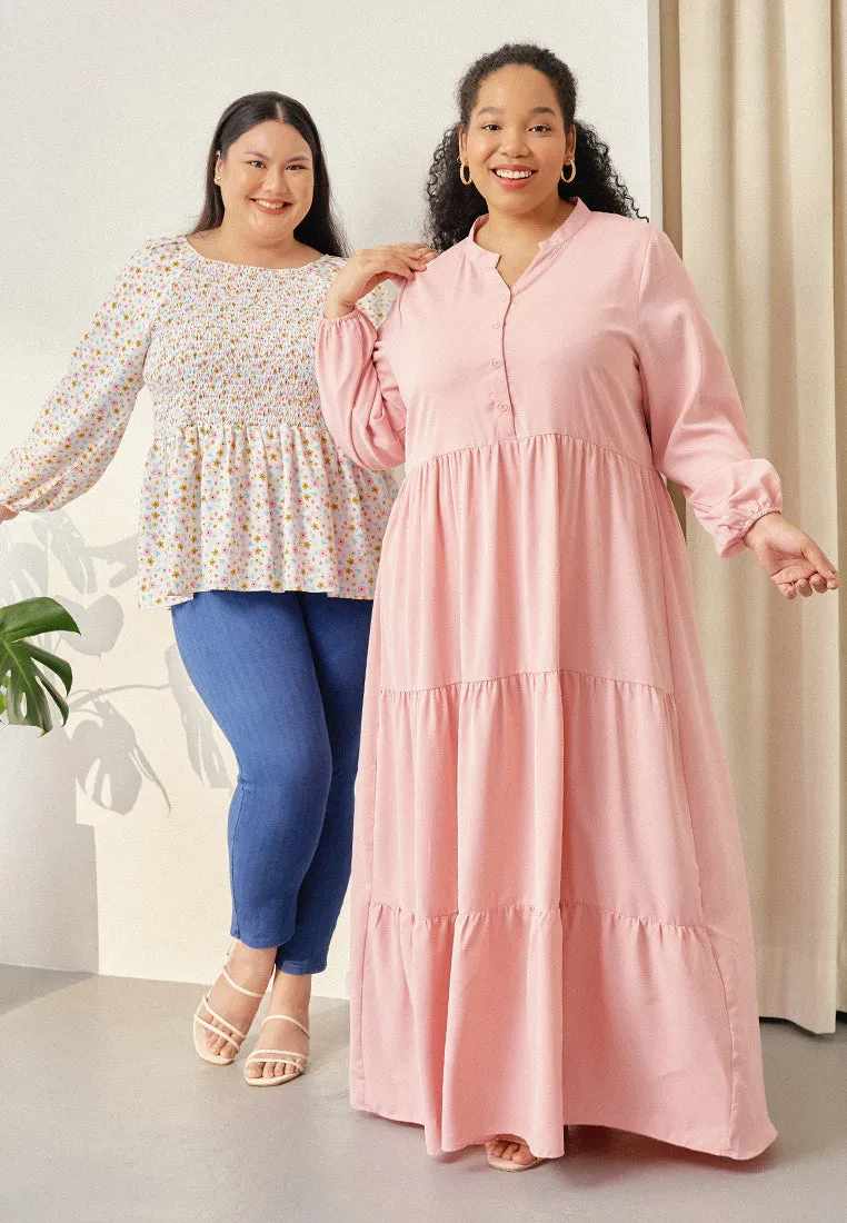 Peony Floral Cropped Smocked Blouse