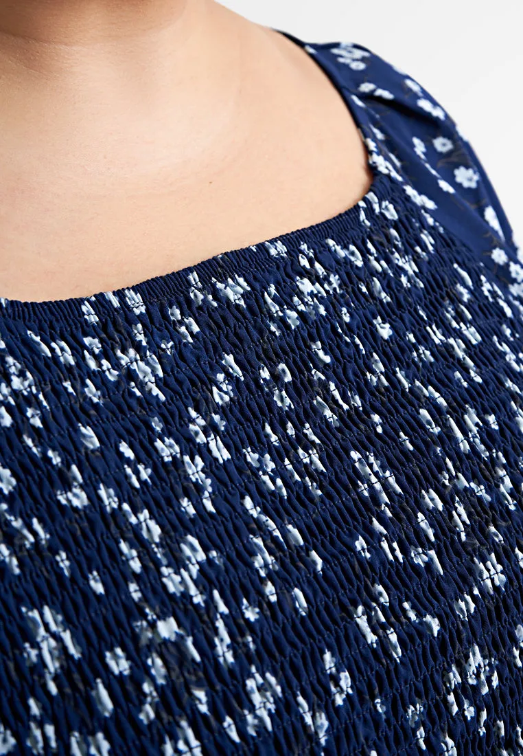 Peony Floral Cropped Smocked Blouse