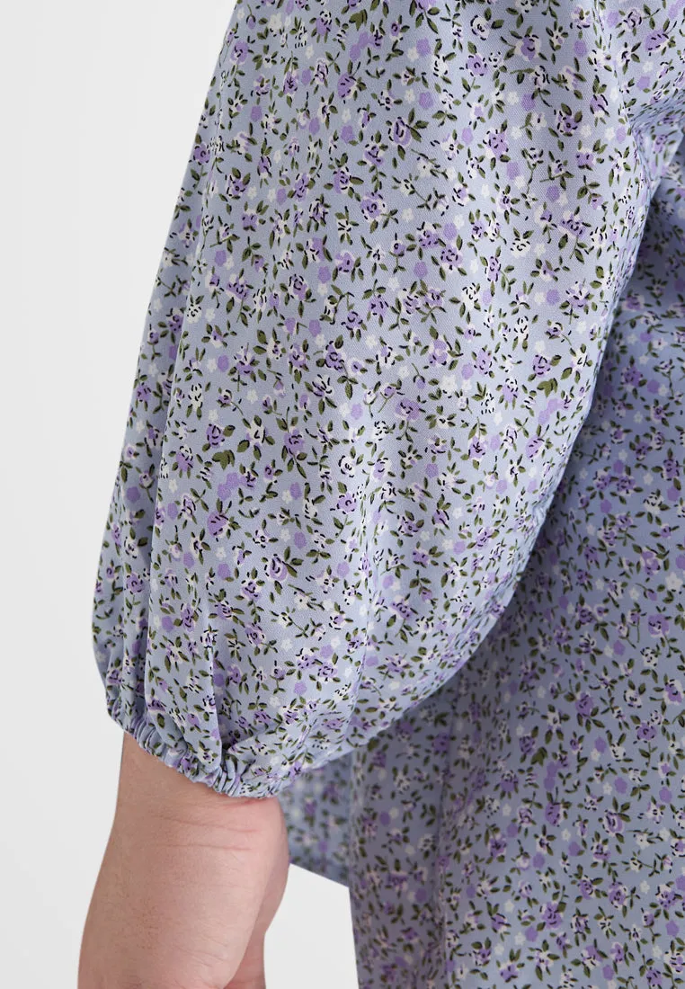 Peony Floral Cropped Smocked Blouse
