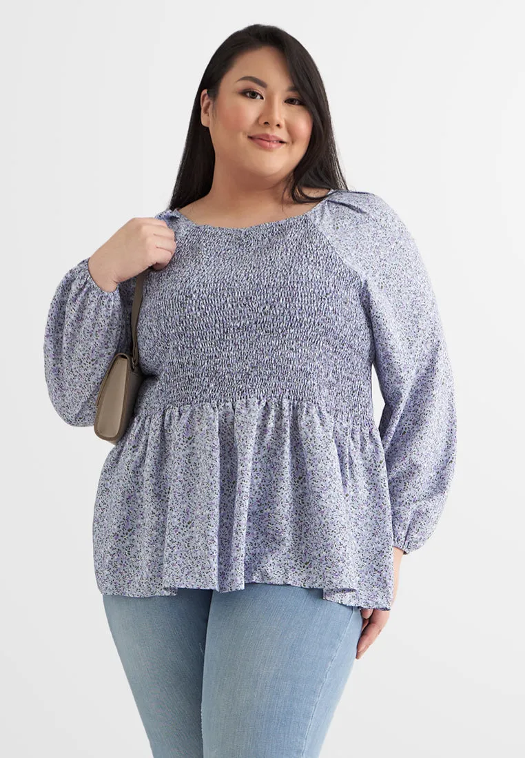 Peony Floral Cropped Smocked Blouse