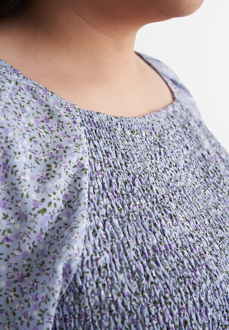 Peony Floral Cropped Smocked Blouse