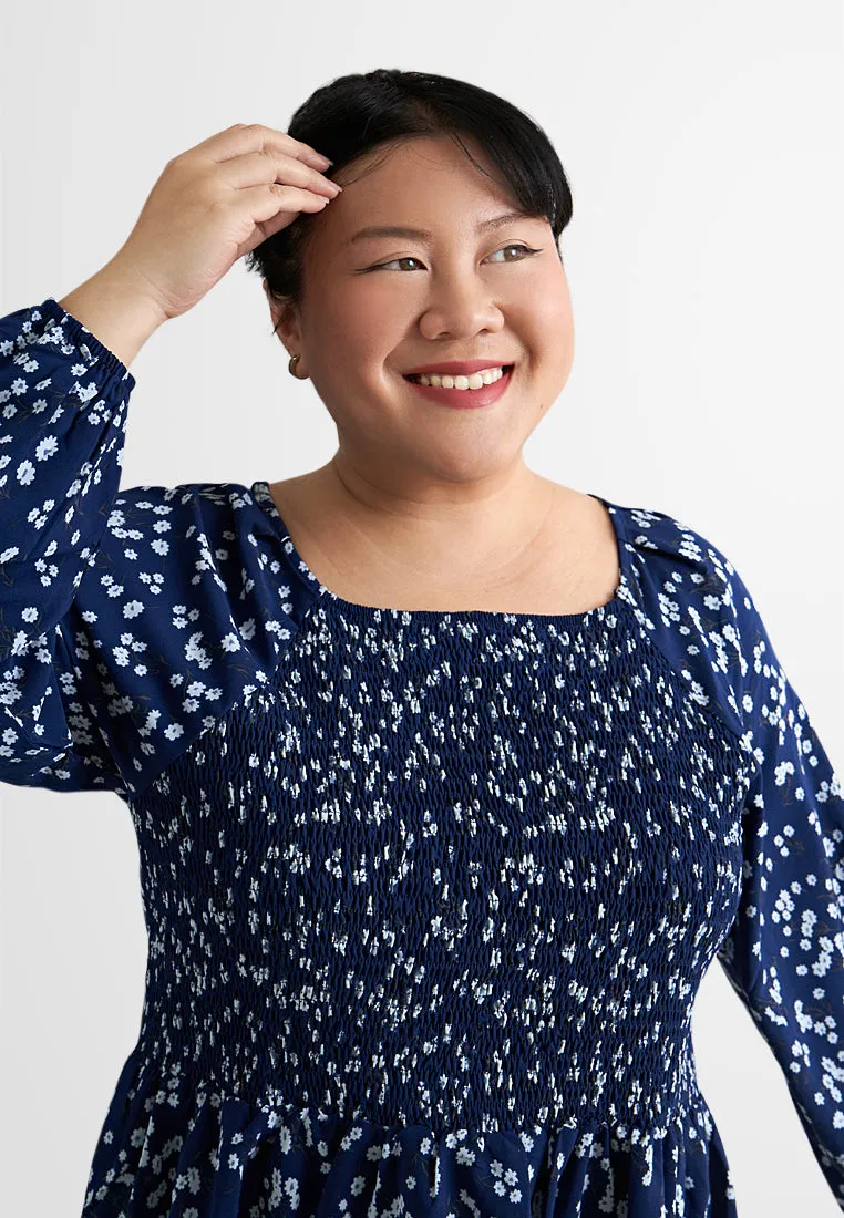 Peony Floral Cropped Smocked Blouse
