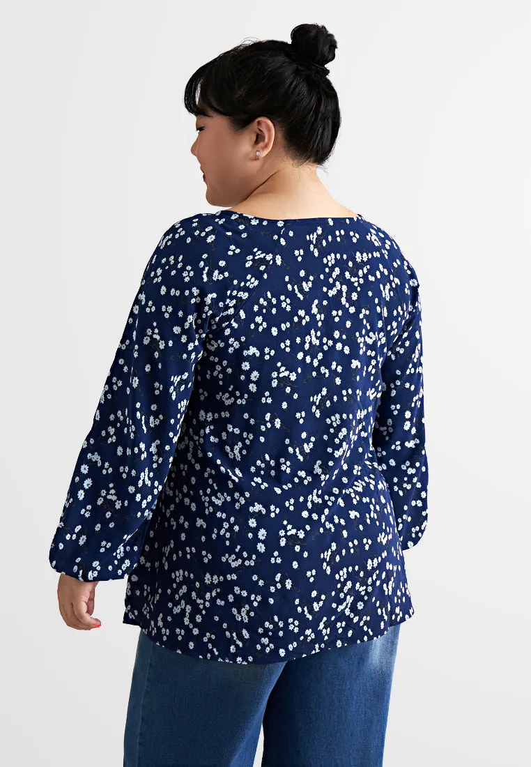 Peony Floral Cropped Smocked Blouse