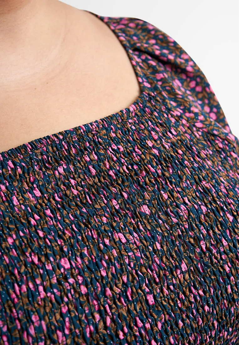 Peony Floral Cropped Smocked Blouse