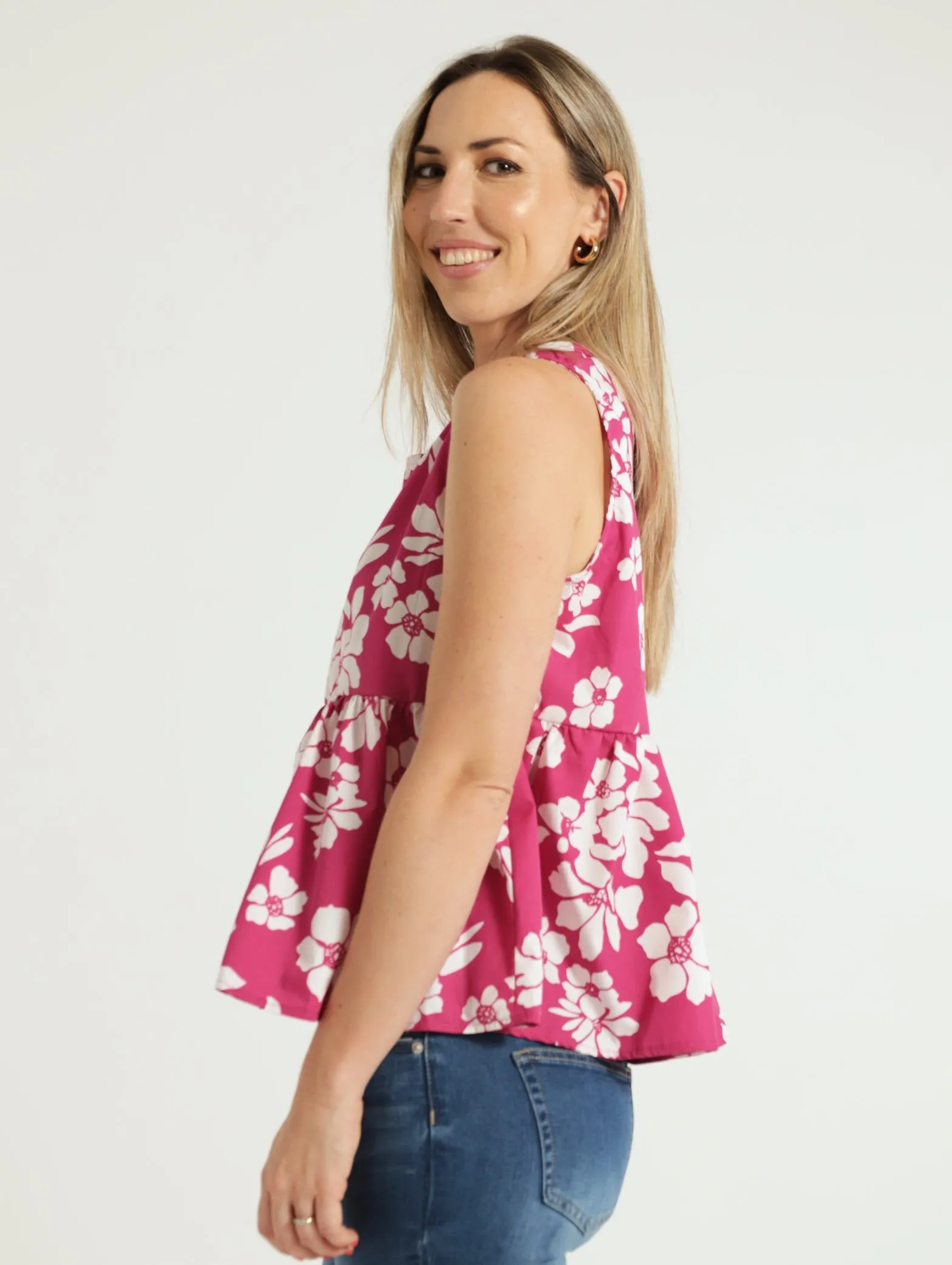 Peplum Blouse - Magenta