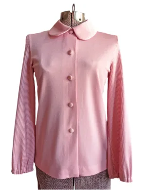 Pink Blouse Pleated Peter Pan Collar
