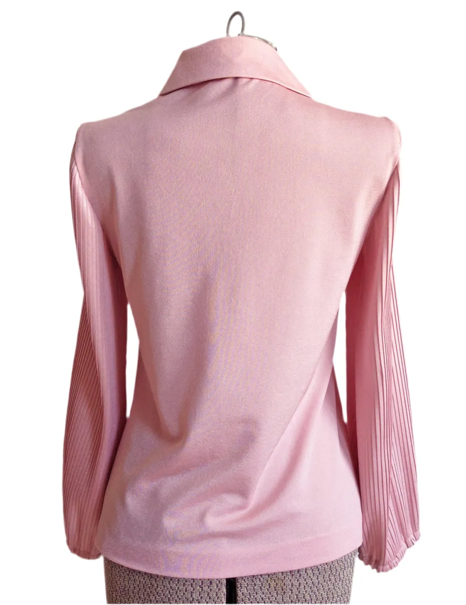 Pink Blouse Pleated Peter Pan Collar