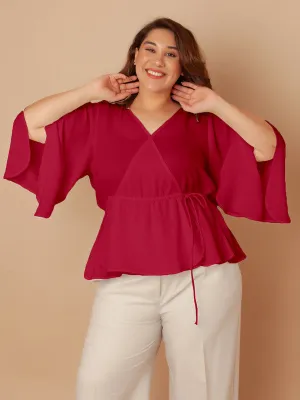 Pink Solid Peplum Top