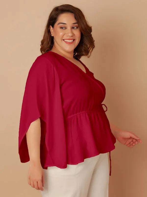 Pink Solid Peplum Top