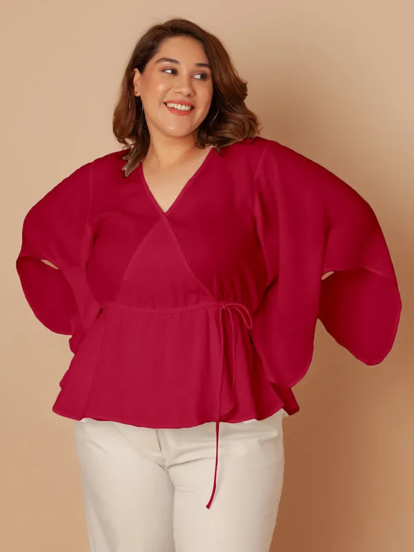 Pink Solid Peplum Top
