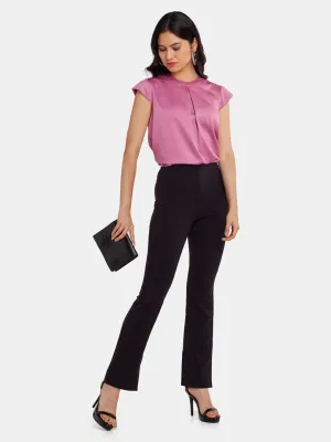 Pink Solid Pleated Top