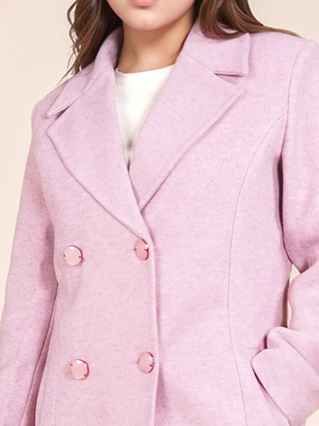 Pink Solid Slim Fit Jacket