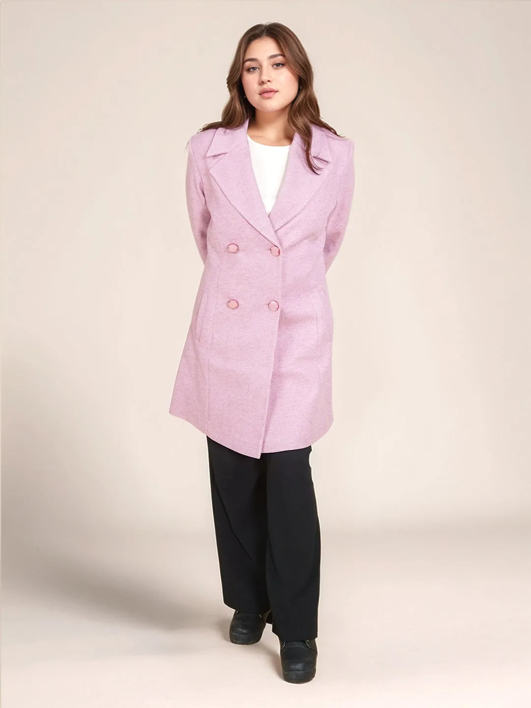 Pink Solid Slim Fit Jacket
