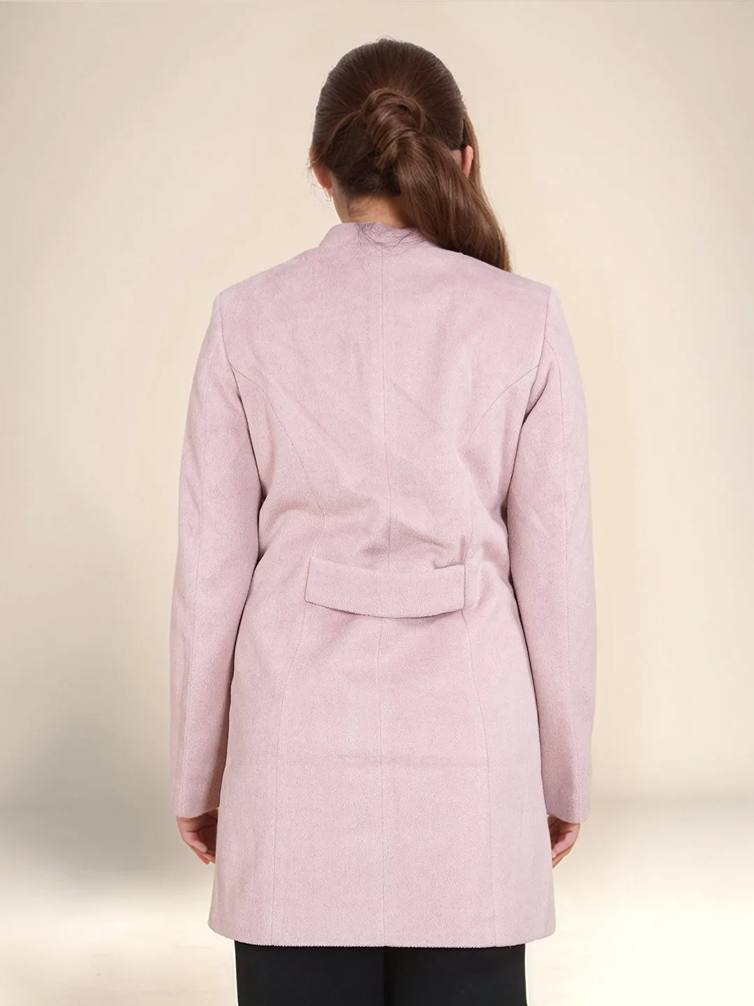 Pink Solid Slim Fit Jacket