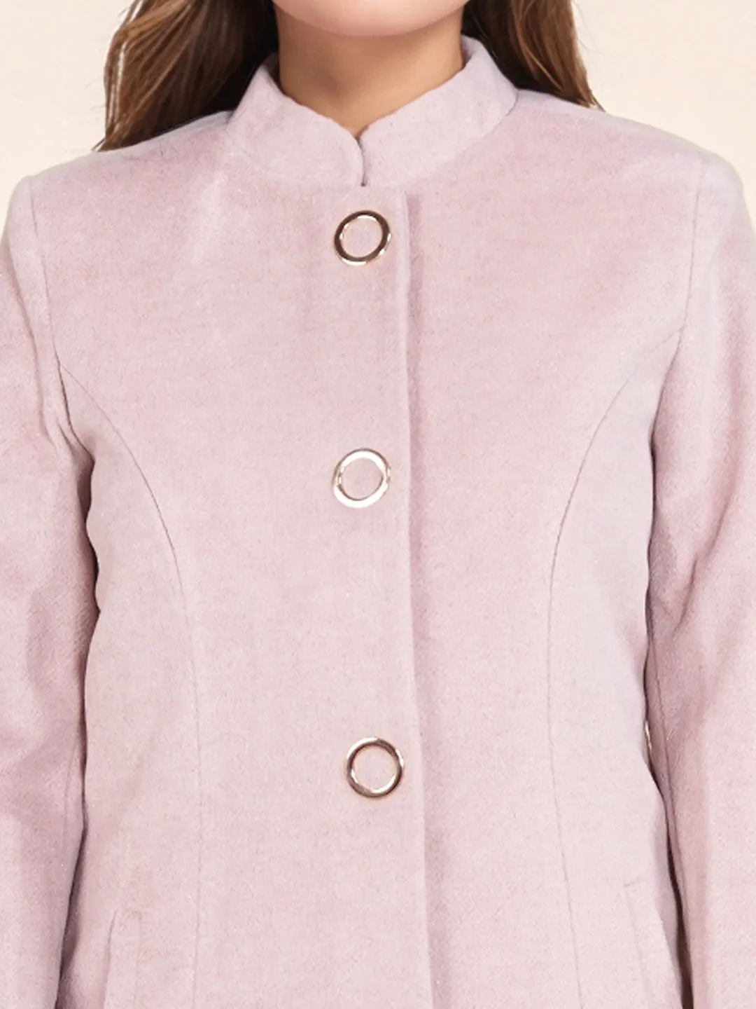 Pink Solid Slim Fit Jacket