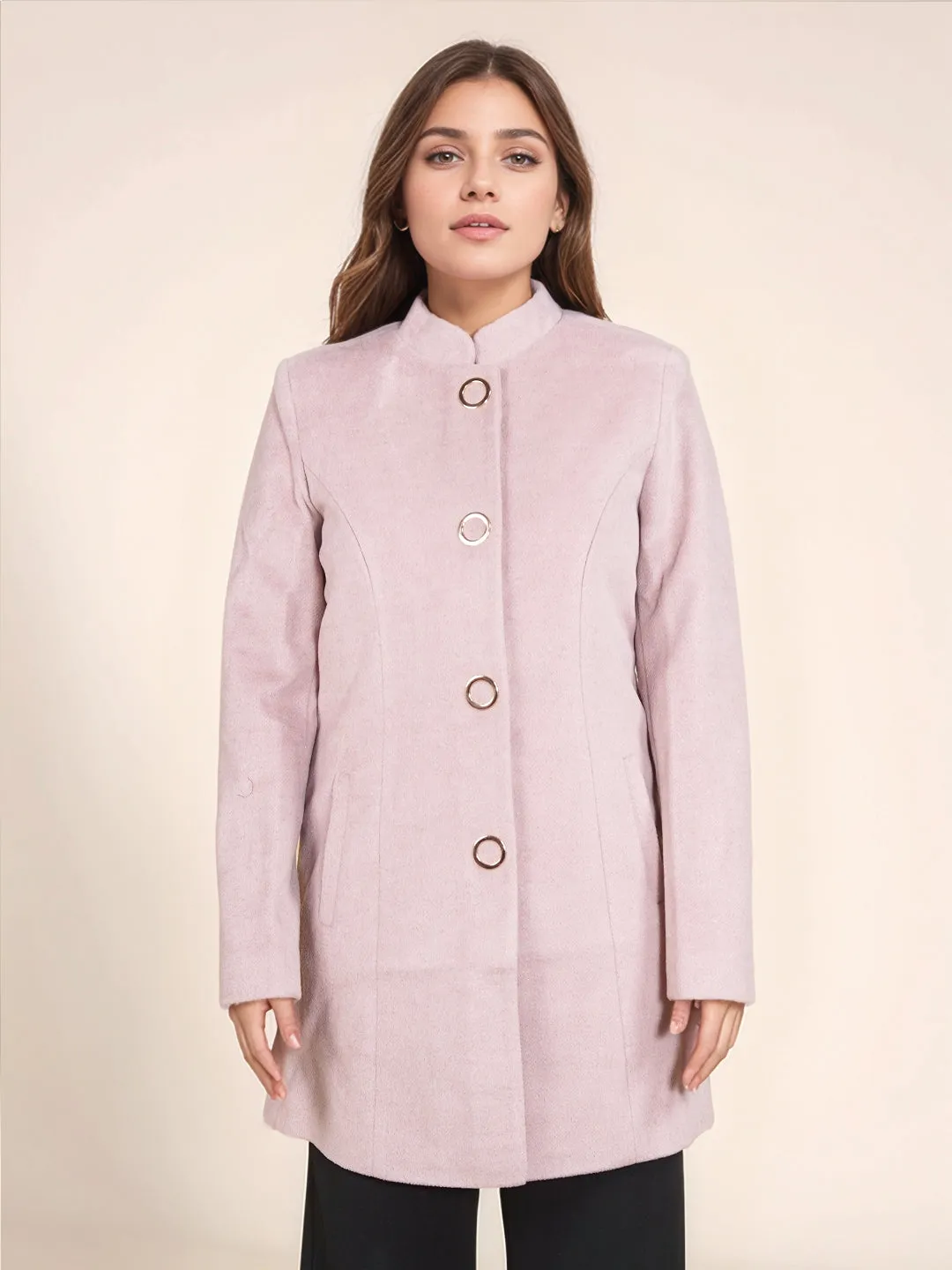 Pink Solid Slim Fit Jacket