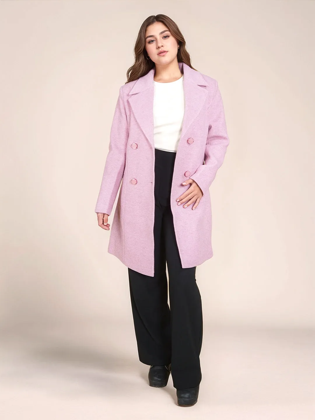 Pink Solid Slim Fit Jacket