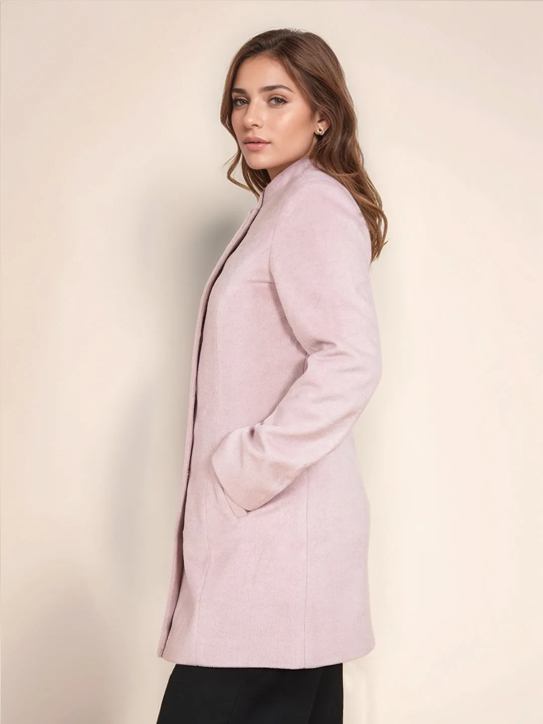 Pink Solid Slim Fit Jacket