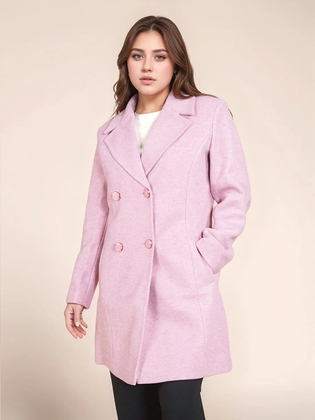 Pink Solid Slim Fit Jacket