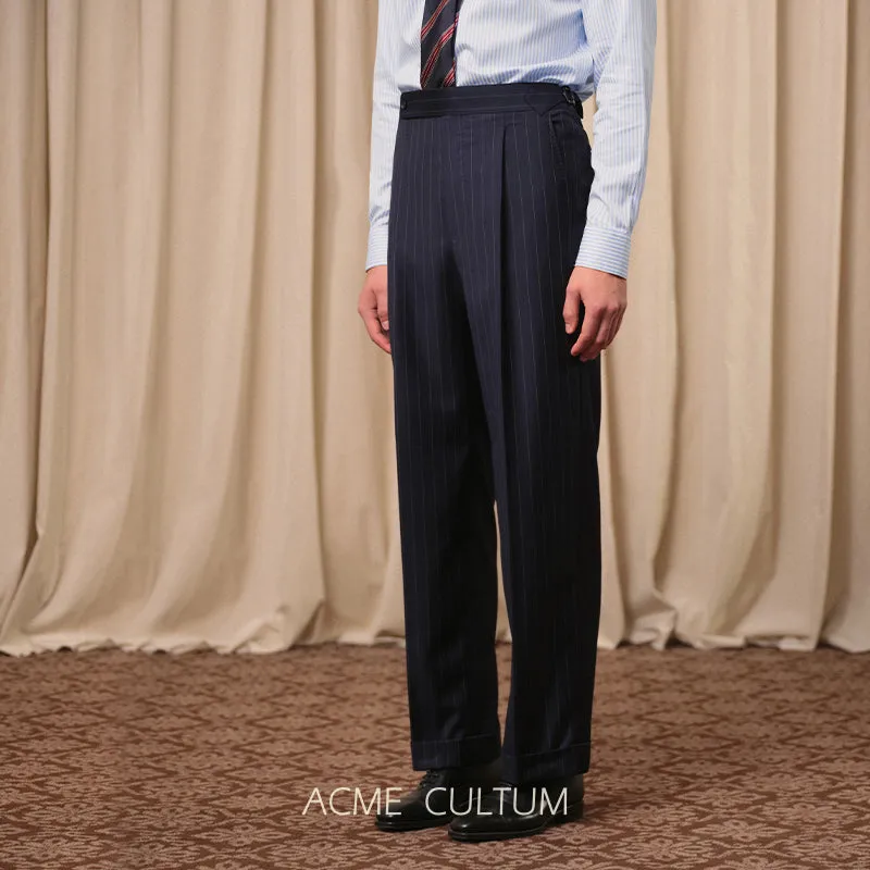 Pinstripe Wool Trousers