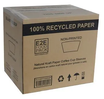 Plain Kraft Hot Cup Sleeves - 10 to 20 oz Cups - 1000/cs Eco Friendly