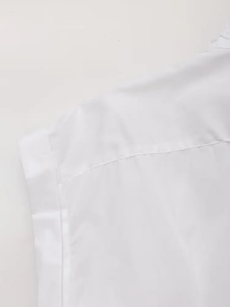 Pleated Cotton Lace Collar Casual Short Sleeve Shirt