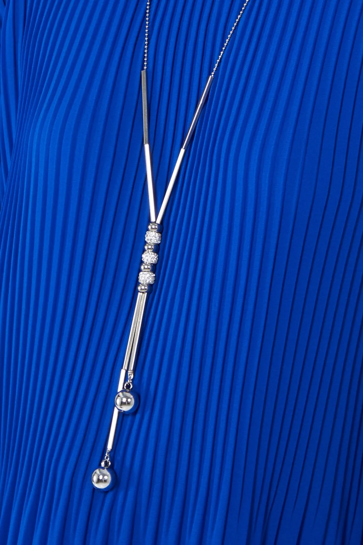 Pleated Long Sleeve Necklace Top
