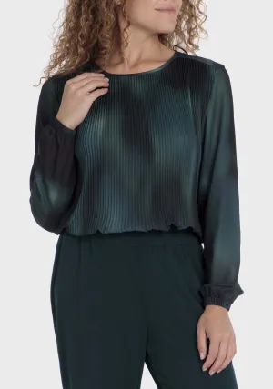 Pleated Loose Fitting Blouse - Green
