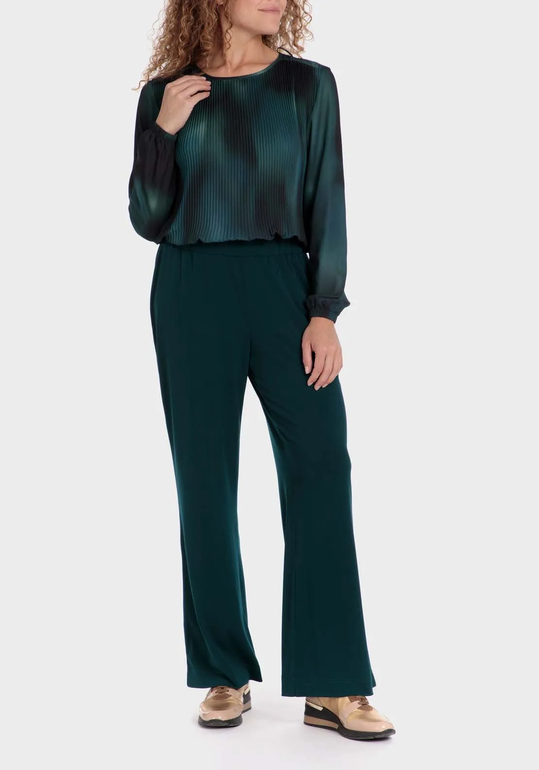 Pleated Loose Fitting Blouse - Green