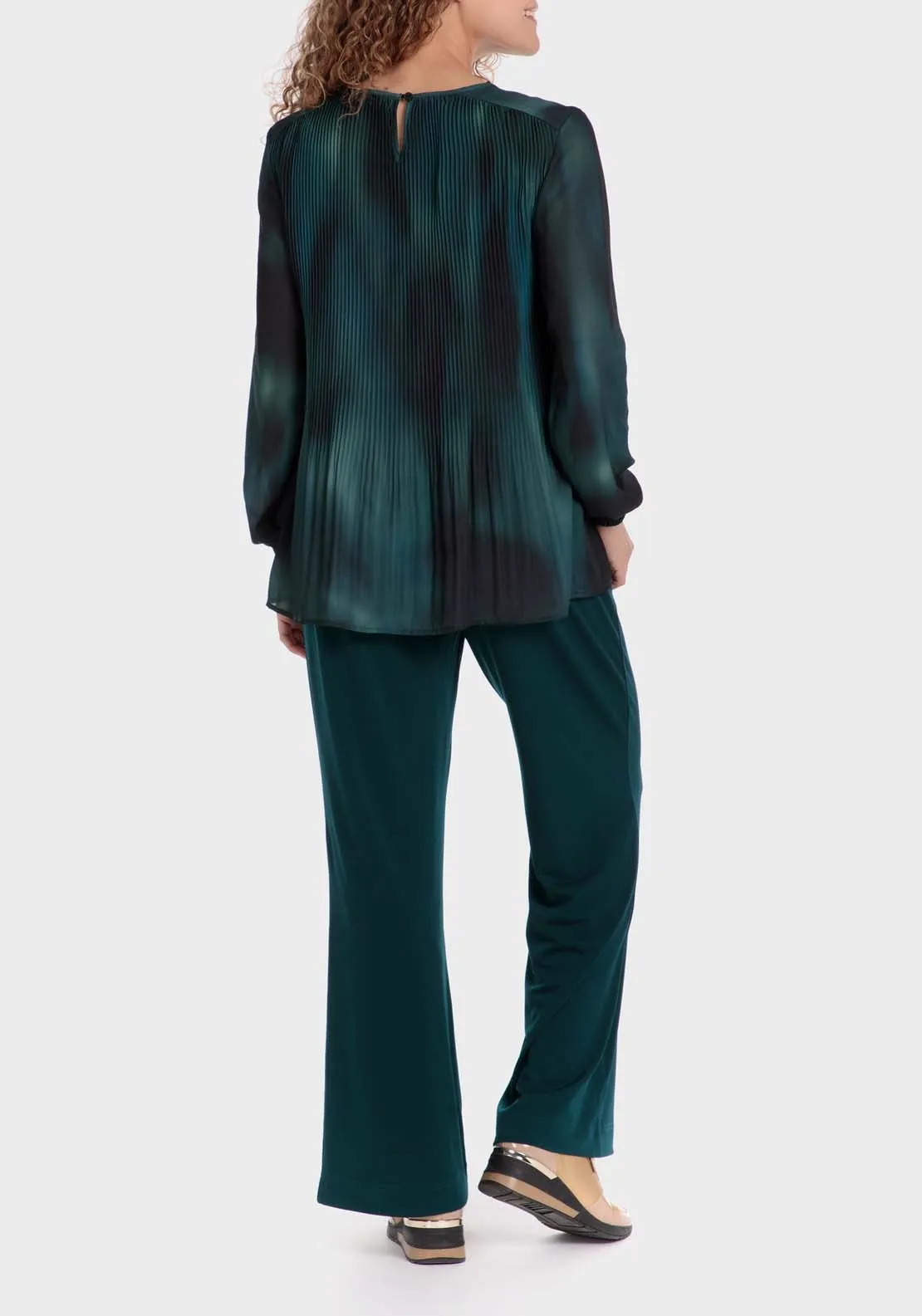 Pleated Loose Fitting Blouse - Green
