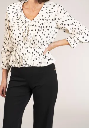 Pleated Printed Top - Black & White
