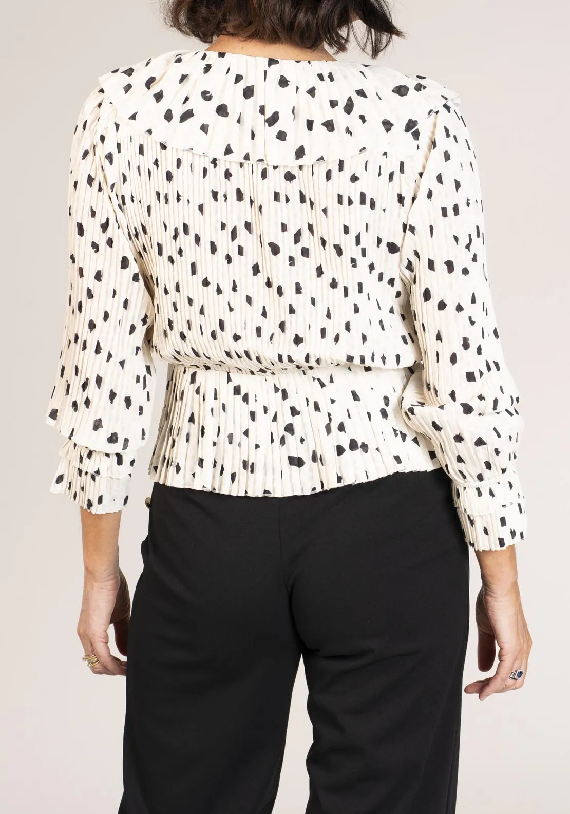 Pleated Printed Top - Black & White