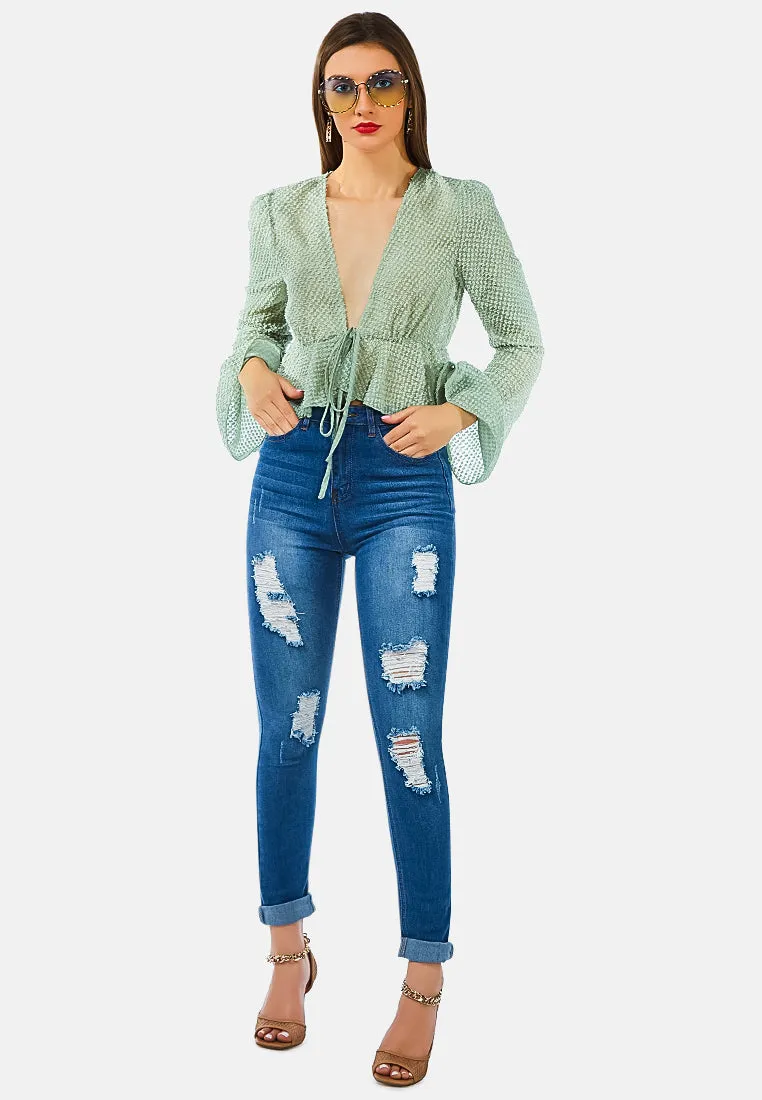Powder Peplum Crop Top