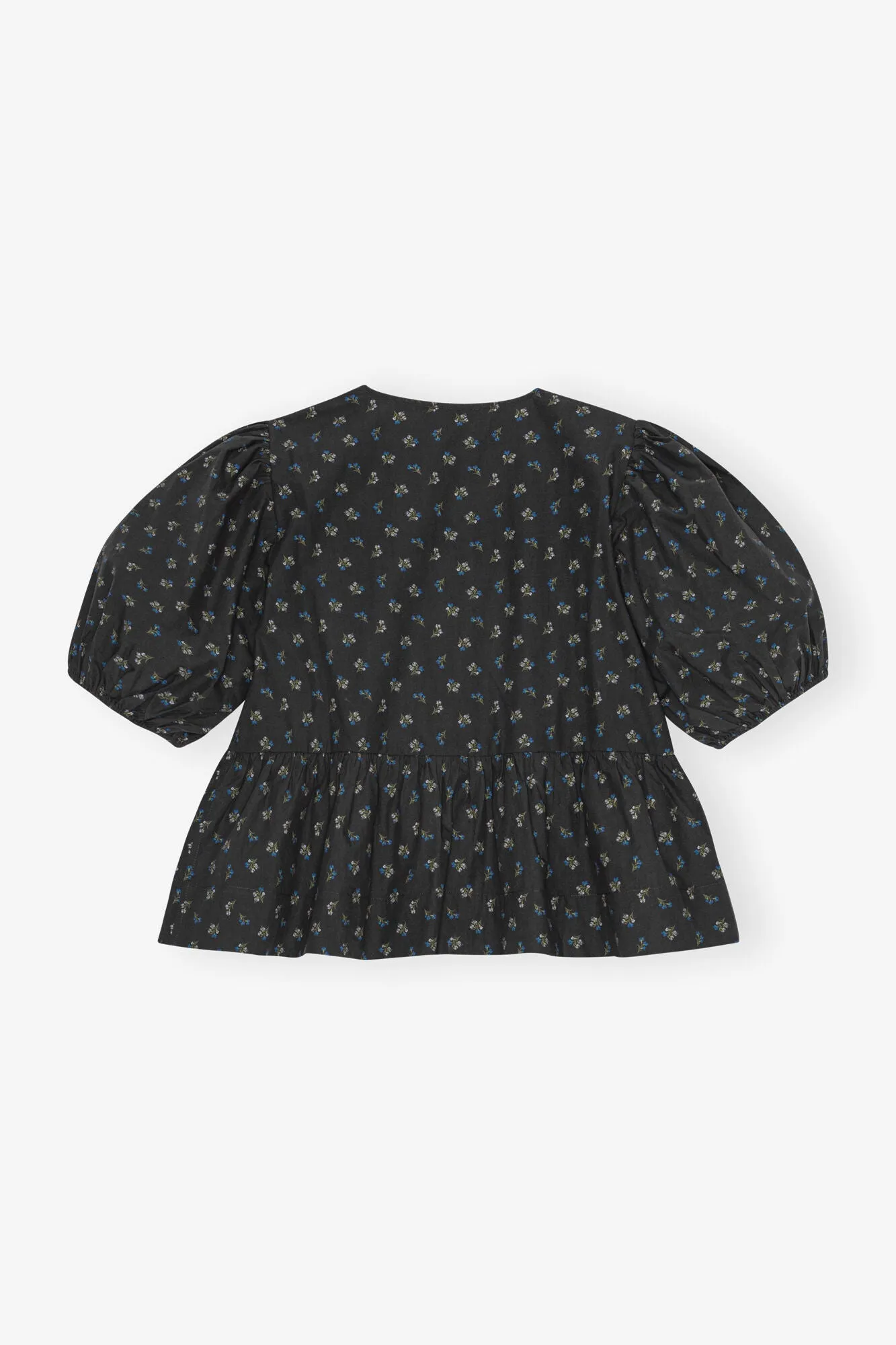 Printed Cotton Peplum Blouse