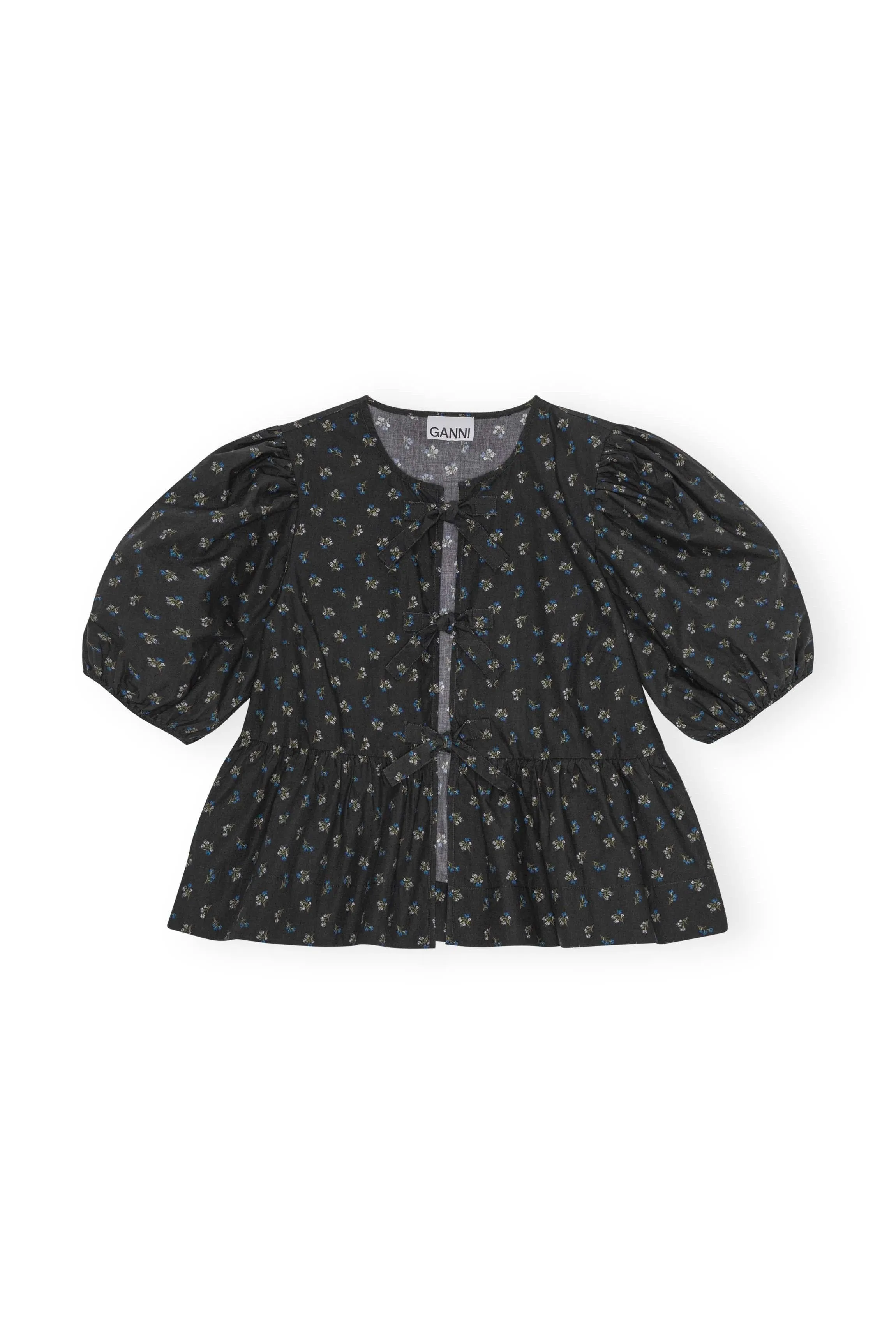 Printed Cotton Peplum Blouse