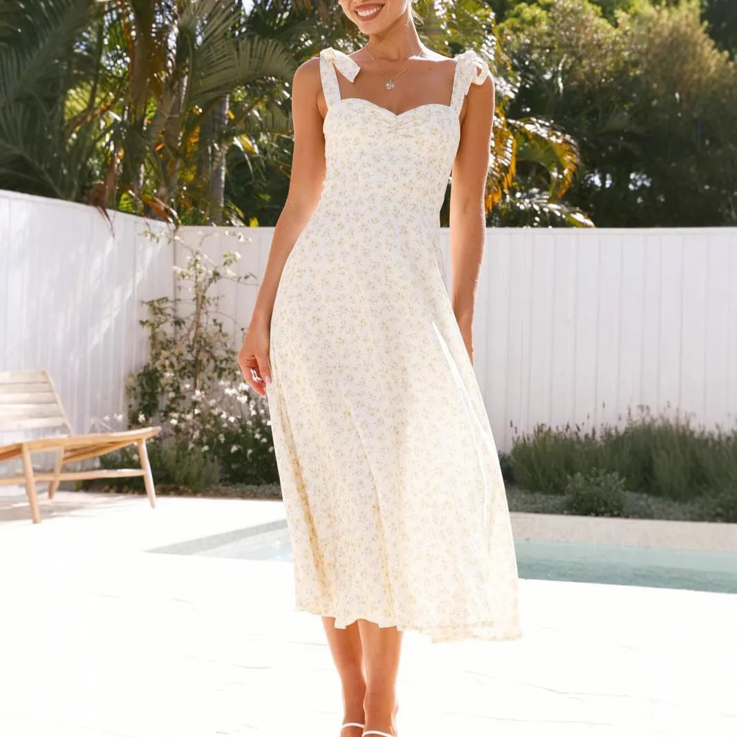 Printed Lace up Holiday Dress