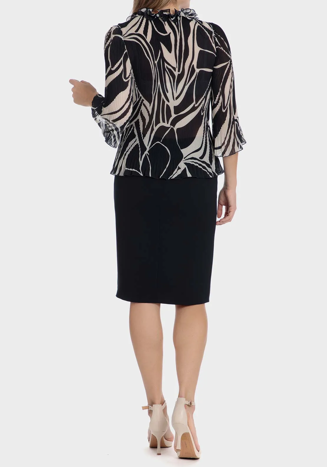 Printed pleated shirt - Blue / Navy