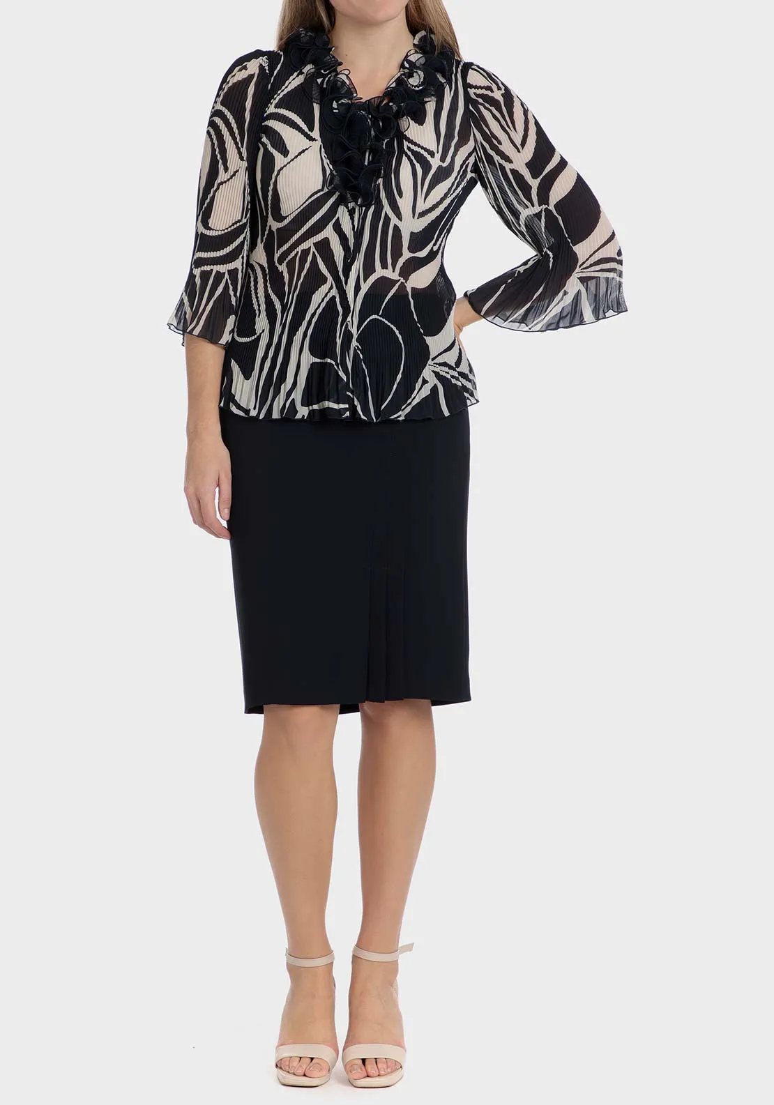 Printed pleated shirt - Blue / Navy