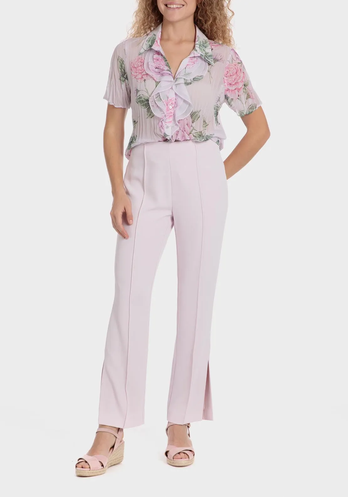 Printed Pleated Shirt - Pink