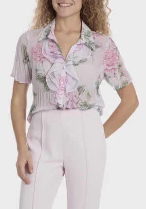 Printed Pleated Shirt - Pink