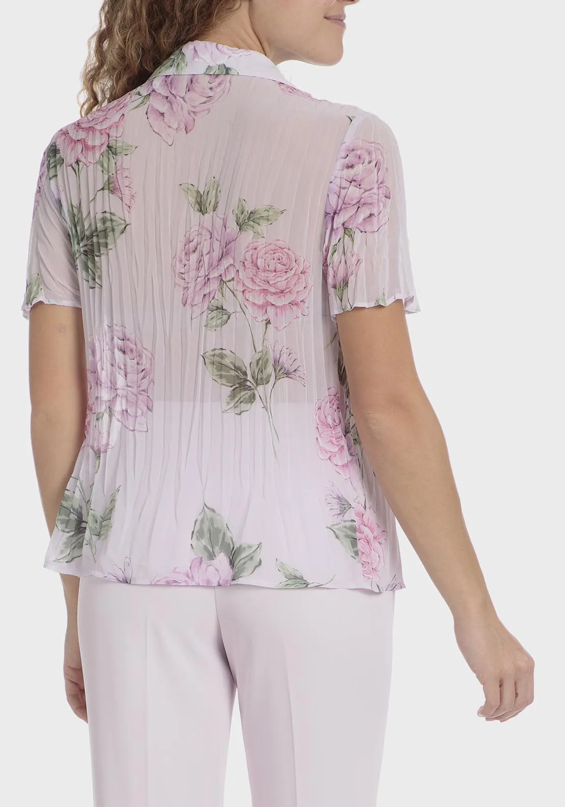 Printed Pleated Shirt - Pink