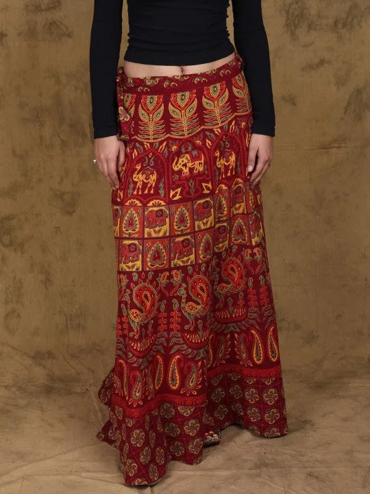 Printed Pure Cotton Wrap Maxi Skirts