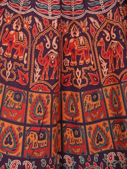 Printed Pure Cotton Wrap Maxi Skirts