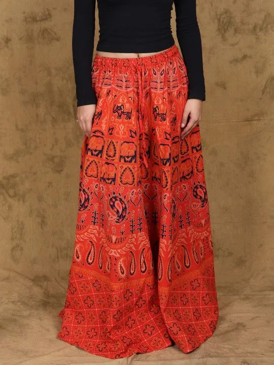 Printed Pure Cotton Wrap Maxi Skirts