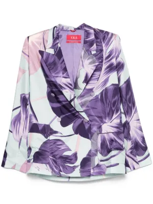 Printed silk double-breasted jacket